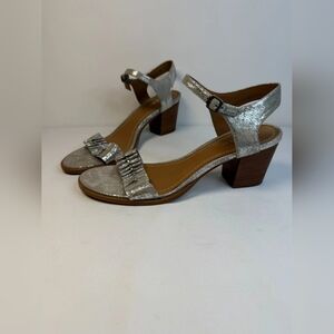 Silver Block Heel Sandals